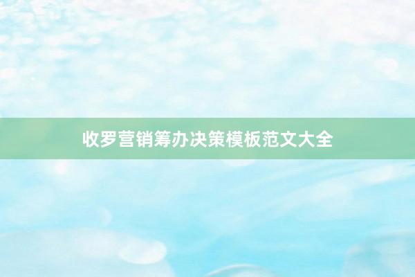 收罗营销筹办决策模板范文大全